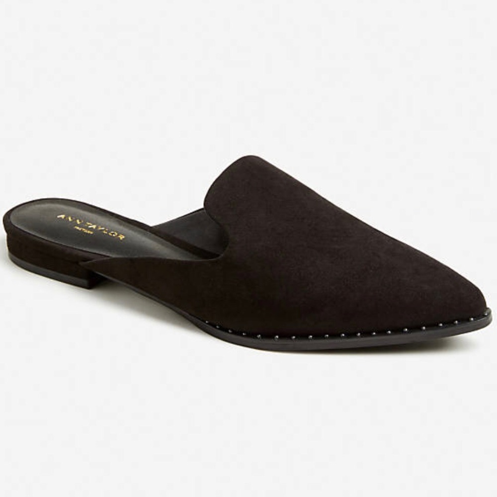 Ann Taylor Factory Black Studded Mules sz 7.5 NEW